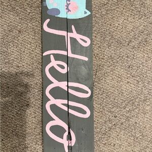 Gray and Pink 'Hello' Wall Decor